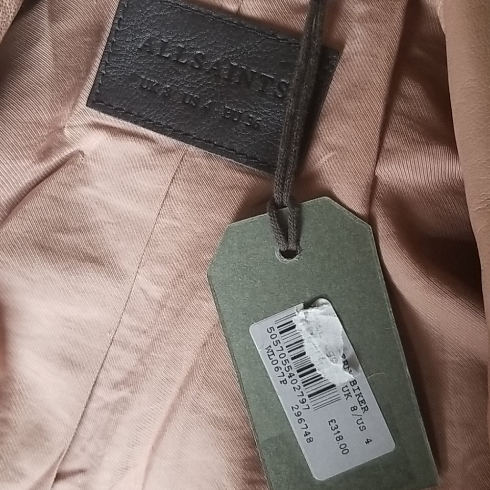 NWT Allsaints Balfern Leather Jacket Dusty Pink S - Picture 6 of 9